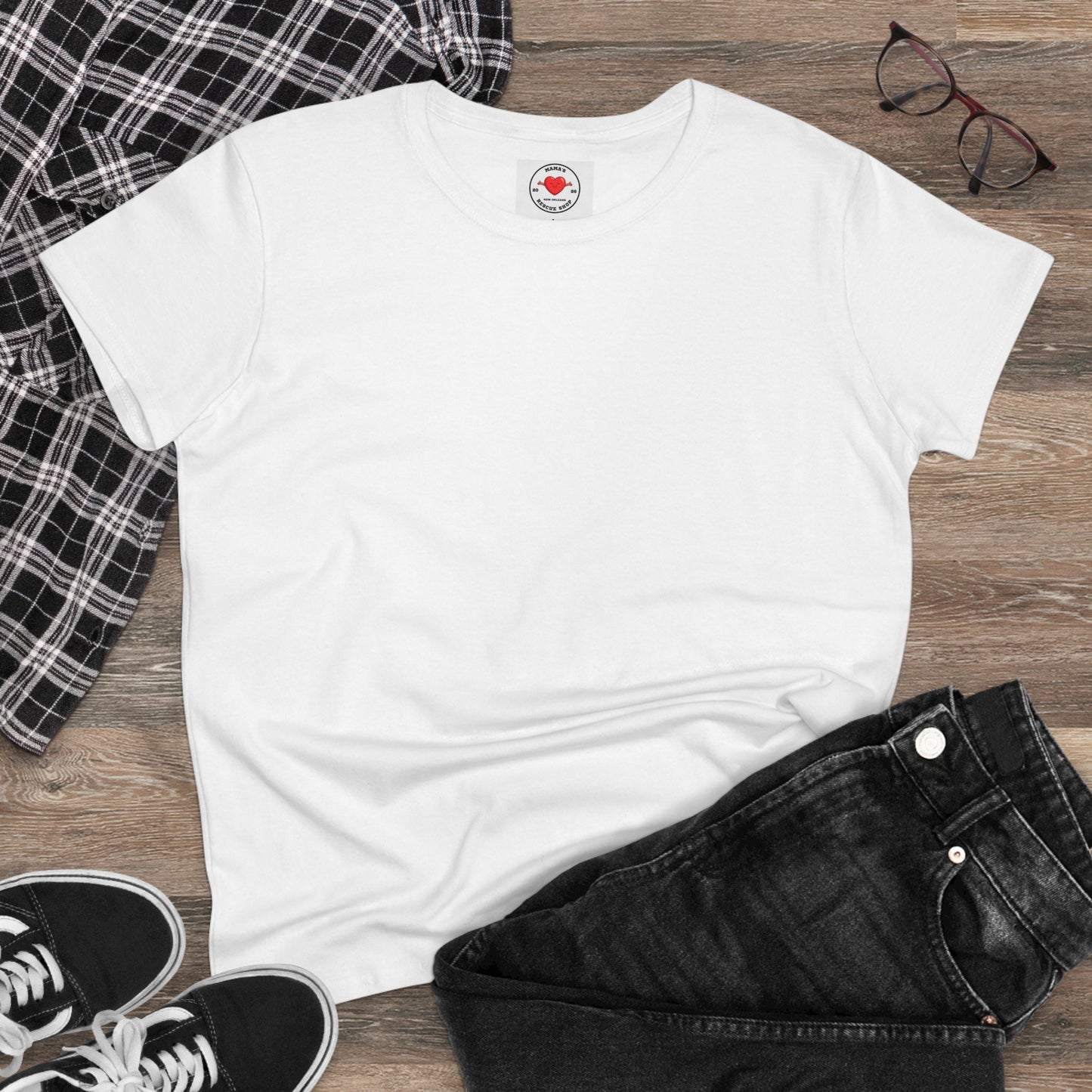 Cheer up! I have overcome the world -Jesus, Women's T-shirt (Writing on the back)